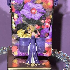 K. Carroll Harper Floral Purple Crossbody Bag 5” x 7” NWT